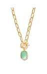 KENDRA SCOTT GOLD PLATED DAPHNE LINK AND CHAIN NECKLACE WITH LIGHT GREEN MOTHER OF PEARL