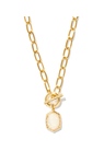 KENDRA SCOTT GOLD PLATED DAPHNE LINK AND CHAIN NECKLACE WITH IVORY MOTHER OF PEARL