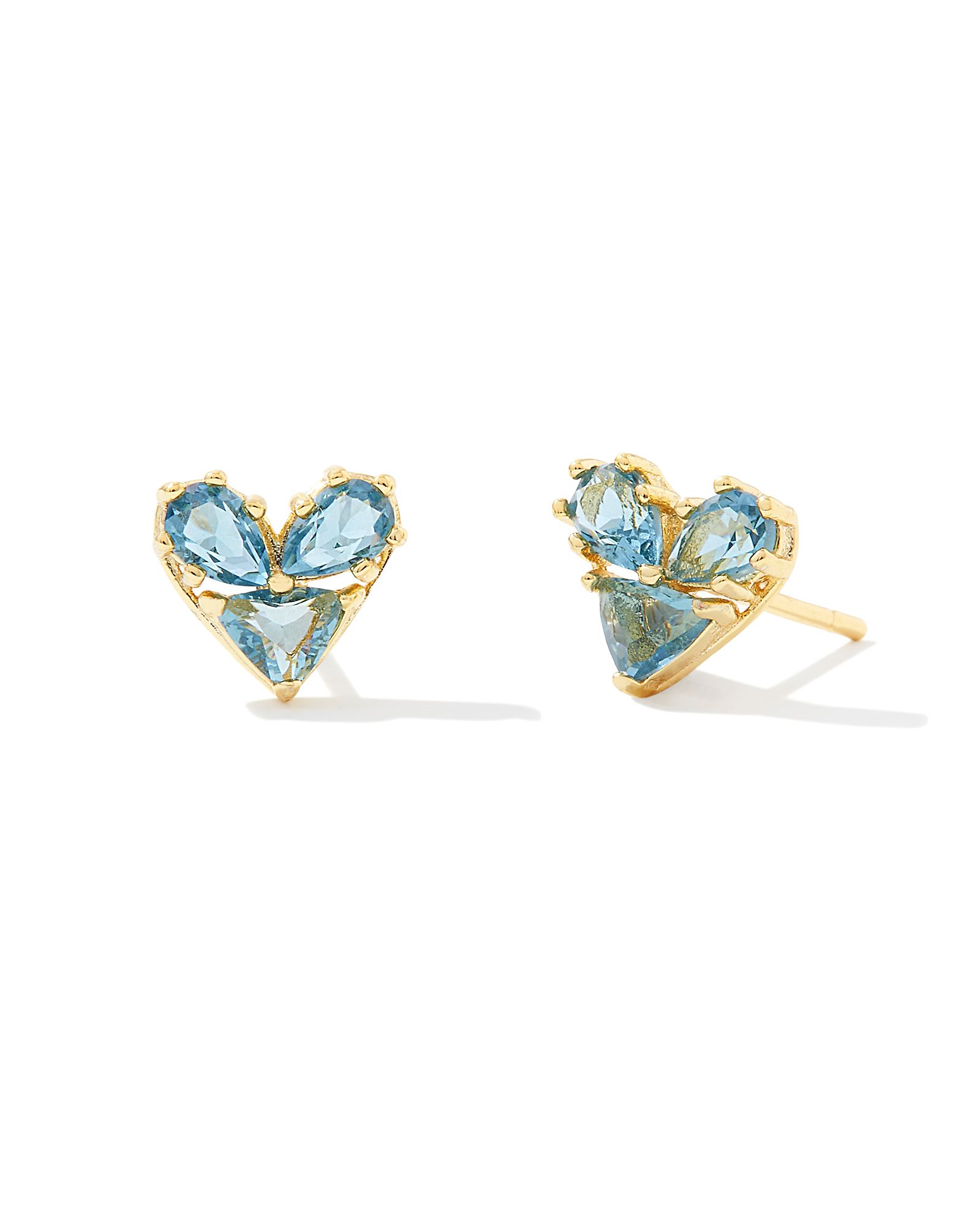 KENDRA SCOTT GOLD PLATED KATY HEART STUD EARRINGS WITH TEAL GLASS