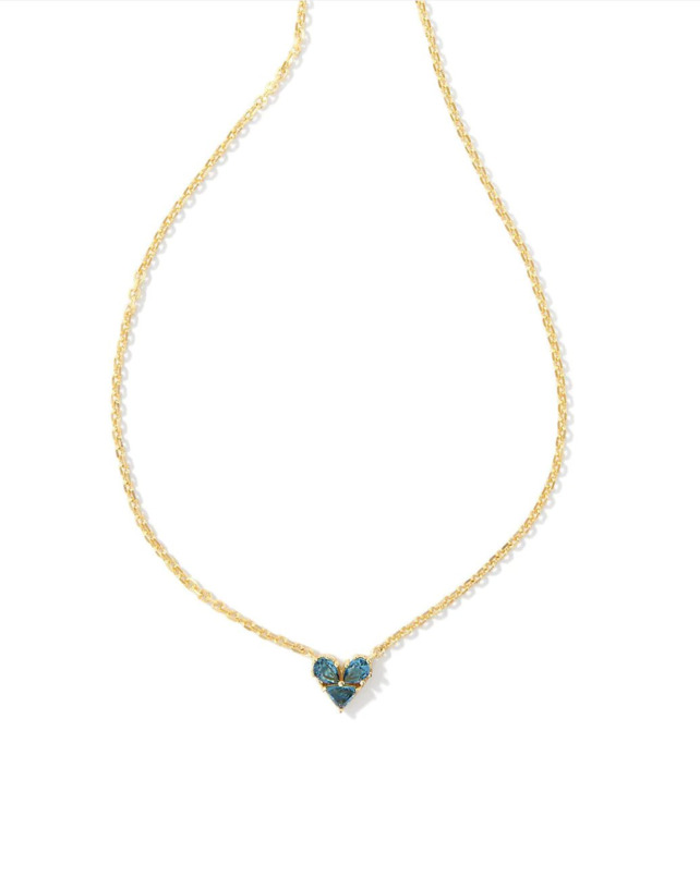 KENDRA SCOTT GOLD PLATED KATY COLLECTION HEART NECKLACE WITH TEAL GLASS