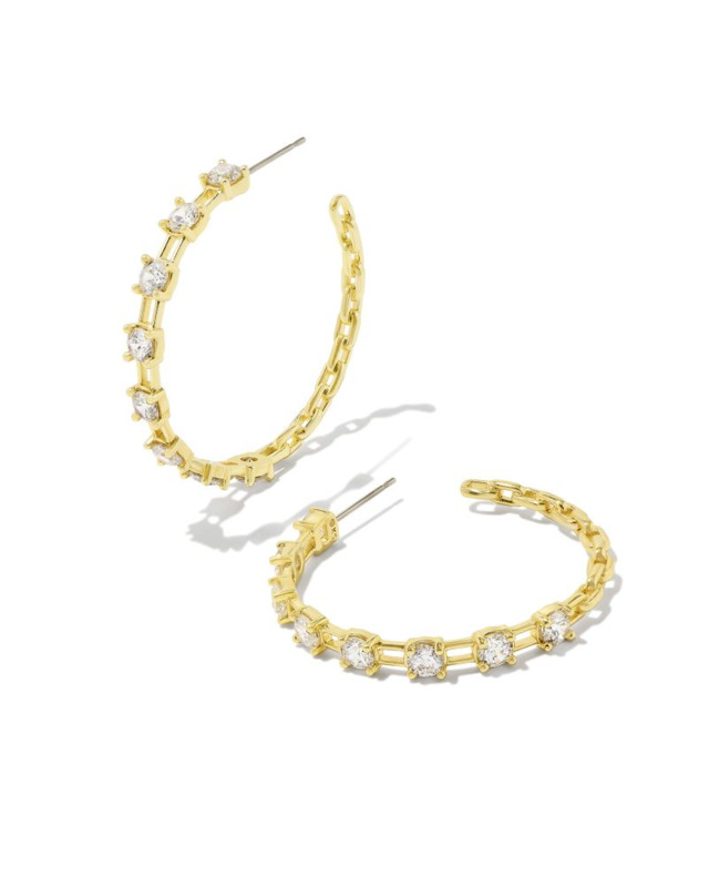 KENDRA SCOTT LEXI COLLECTION 14K YELLOW GOLD PLATED BRASS FASHION HOOP EARRINGS WITH CRYSTALS