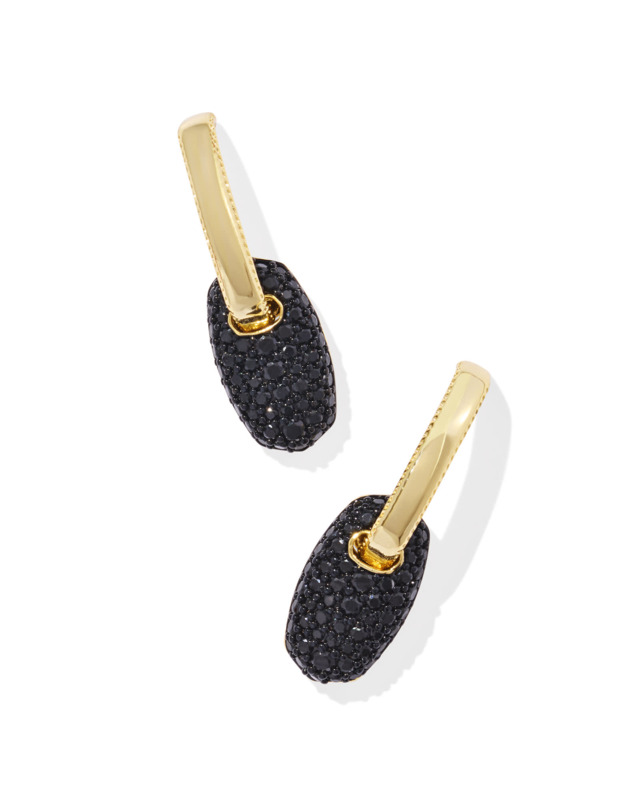 KENDRA SCOTT BAILEY COLLECTION 14K YELLOW GOLD PLATED BRASS FASHION DROP EARRINGS WITH BLACK CRYSTALS