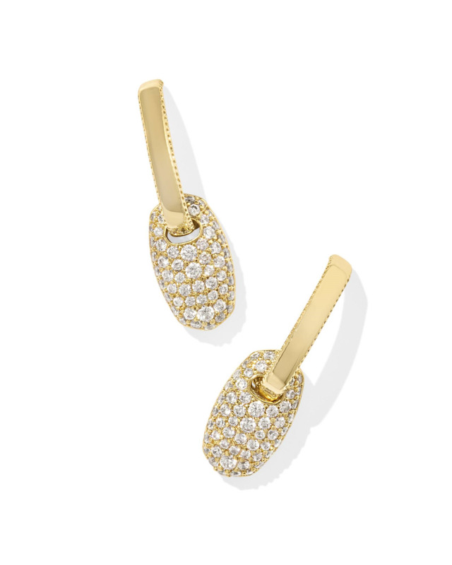 KENDRA SCOTT BAILEY COLLECTION 14K YELLOW GOLD PLATED BRASS FASHION DROP EARRINGS WITH WHITE CRYSTALS