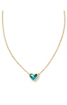 KENDRA SCOTT GOLD PLATED ARI HEART NECKLACE WITH MOOD STONE