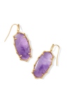 KENDRA SCOTT ELLE BAMBOO GOLD PLATED DANGLE EARRINGS WITH DARK PURPLE AMETHYST