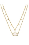 KENDRA SCOTT GOLD PLATED ELISA PEARL MULTI STRAND NECKLACE WITH IRIDESCENT DRUSY STONE