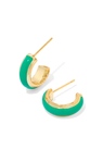 KENDRA SCOTT AINSLEY COLLECTION GOLD PLATED HOOP EARRINGS WITH GREEN ENAMEL