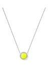 KENDRA SCOTT RHODIUM PLATED TENNIS BALL NECKLACE WITH CHARTREUSE MAGNESITE