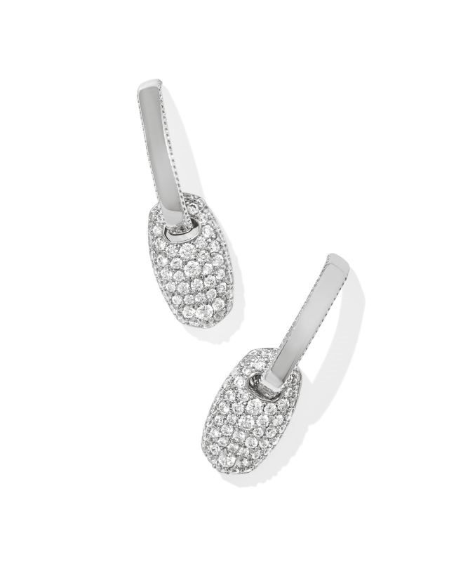 KENDRA SCOTT BAILEY COLLECTION RHODIUM PLATED BRASS FASHION DROP EARRINGS WITH WHITE CRYSTALS