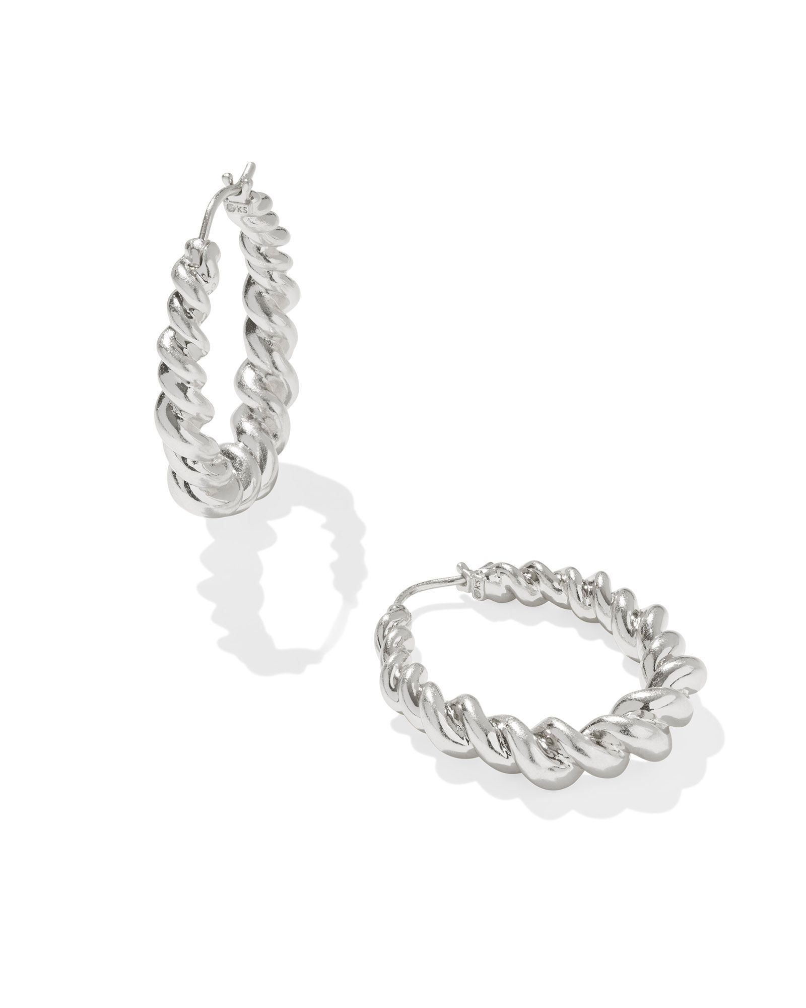 KENDRA SCOTT RHODIUM PLATED HAISLEY COLLECTION HOOP EARRINGS