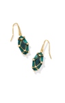 KENDRA SCOTT GOLD PLATED LINDY RAE COLLECTION DROP EARRINGS WITH GREEN CRYSTALS