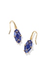 KENDRA SCOTT GOLD PLATED LINDY RAE COLLECTION DROP EARRINGS WITH BLUE CRYSTALS