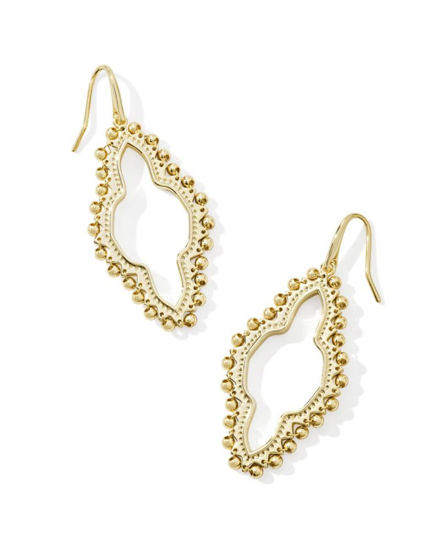 KENDRA SCOTT ABBIE COLLECTION 14K YELLOW GOLD PLATED BRASS OPEN FRAME DANGLE BEADED FASHION EARRINGS