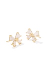 KENDRA SCOTT GOLD PLATED BLAIR BOW SMALL STUD EARRINGS WITH IRIDESCENT DRUSY