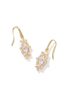 KENDRA SCOTT GOLD PLATED LINDY RAE COLLECTION DROP EARRINGS WITH WHITE CRYSTALS