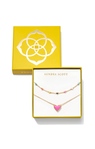 KENDRA SCOTT ARI HAVEN GOLD PLATED ENAMEL HEART NECKLACE GIFT SET WITH NEON PINK MAGNESITE