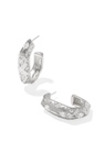 KENDRA SCOTT RHODIUM PLATED HOLLAND COLLECTION HOOP EARRINGS WITH WHITE CRYSTALS