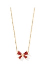 KENDRA SCOTT GOLD PLATED BLAIR COLLECTION SMALL BOW NECKLACE WITH BRIGHT RED DRUSY 19