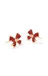 KENDRA SCOTT GOLD PLATED BLAIR BOW SMALL STUD EARRINGS WITH BRIGHT RED DRUSY