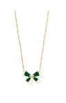 KENDRA SCOTT GOLD PLATED BLAIR COLLECTION SMALL BOW NECKLACE WITH EMERALD DRUSY 19