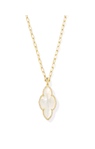 KENDRA SCOTT GOLD PLATED ABBIE PAVE FRAME LONE NECKLACE WITH IVORY MOTHER OF PEARL