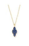 KENDRA SCOTT ABBIE COLLECTION GOLD PLATED PAVE FRAME LONG PENDANT WITH NAVY ABALONE