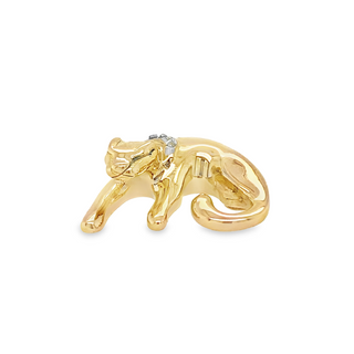 14K YELLOW GOLD CAT  ESTATE PENDANT WITH CLEAR CRYSTALS TOTAL GRAM WEIGHT: 1.630 (ESTATE ITEM:  ALL SALES FINAL  AS IS  NO WARRANTY)