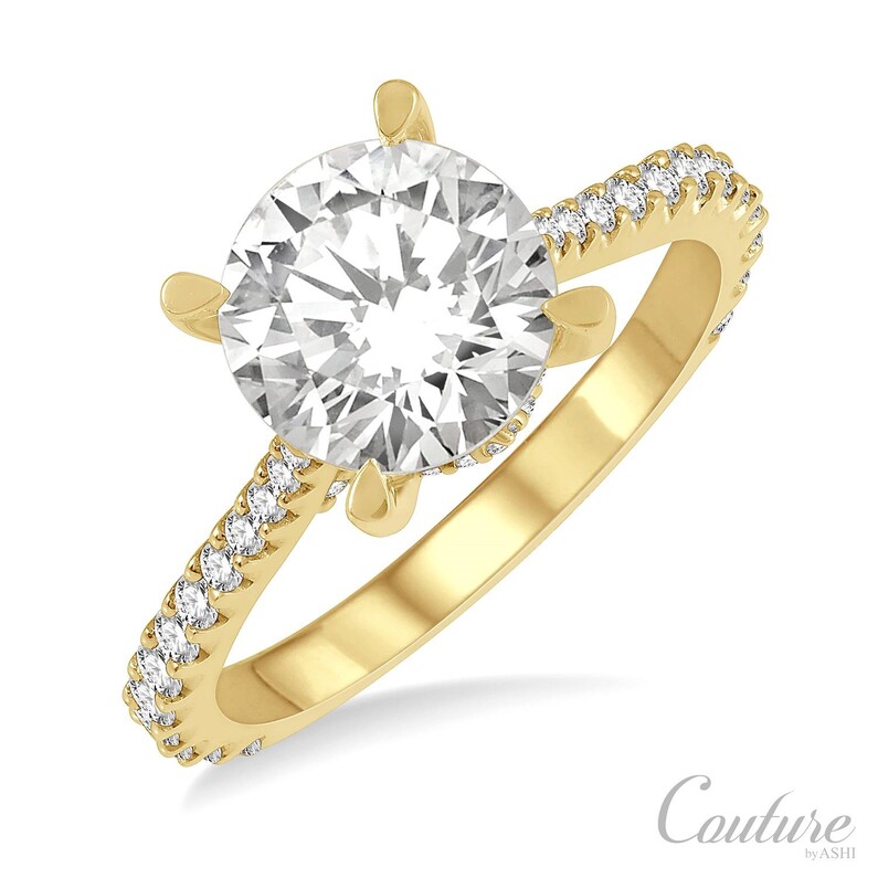 18K YELLOW GOLD SEMI-MOUNT RING SIZE 6.5 WITH 60=0.60TW ROUND F-G SI1-SI2 DIAMONDS