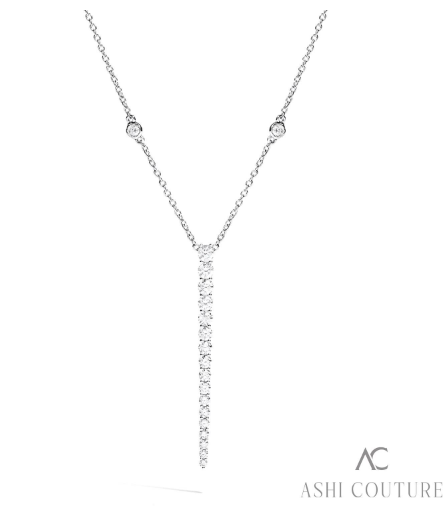 18K WHITE GOLD DROP DIAMOND PENDANT WITH 23=1.35TW ROUND F-G VS2-SI1 DIAMONDS 18