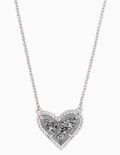 KENDRA SCOTT ARI HEART COLLECTION RHODIUM PLATED BRASS FASHION NECKLACE 17