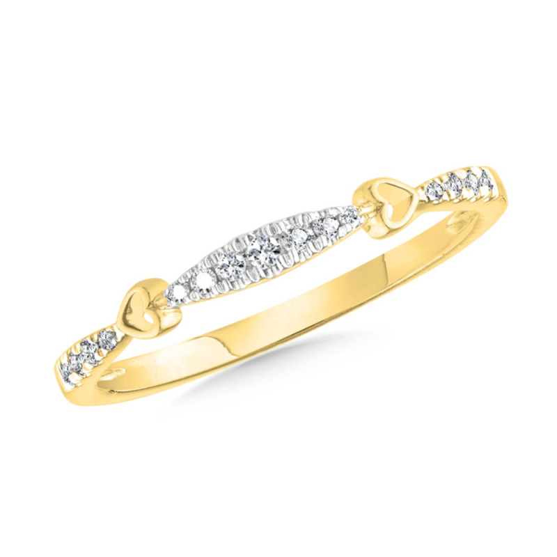 10K YELLOW GOLD STACKABLE DIAMOND FASHION RING SIZE 7 WITH 15 = 0.10TW SINGLE CUT H-I I1 DIAMONDS   (1.35 GRAMS)