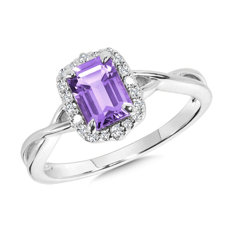 Amethyst Halo Ring