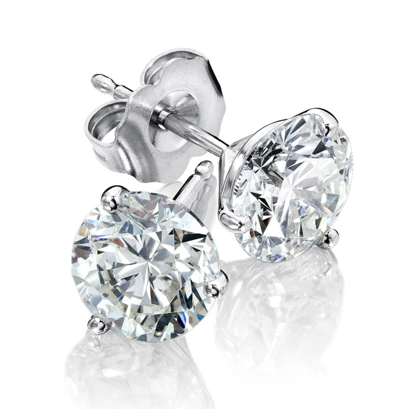 14K WHITE GOLD STUD DIAMOND EARRINGS WITH 2 = 0.14TW ROUND J-K I1 DIAMONDS   (0.50 GRAMS)