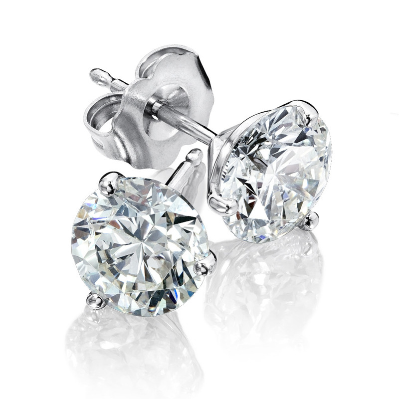 14K WHITE GOLD STUD DIAMOND EARRINGS WITH 2 = 0.25TW ROUND J-K I1 DIAMONDS   (0.55 GRAMS)