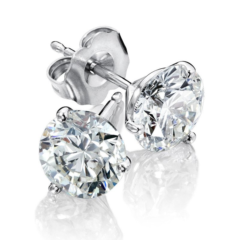 14K WHITE GOLD STUD DIAMOND EARRINGS WITH 2 = 0.33TW ROUND J-K I1 DIAMONDS   (0.55 GRAMS)