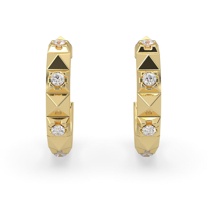 EARTH COLLECTION MODERN ELECTRUM HUGGIE DIAMOND ASCENT EARRINGS WITH 8=0.16TW ROUND J-K VS2 DIAMONDS  (2.35 GRAMS)