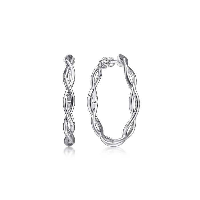 GABRIEL & CO CONTEMPORARY COLLECTION STERLING SILVER TWIST 25MM HOOP EARRINGS   (2.95 GRAMS)