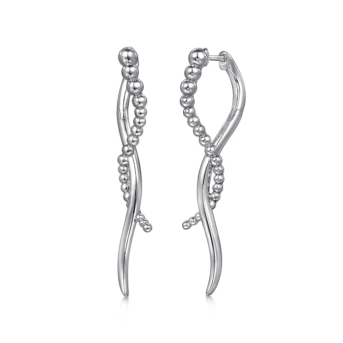 GABRIEL & CO BUJUKAN COLLECTION STERLING SILVER BEADED TWISTED DROP EARRINGS   (5.69 GRAMS)