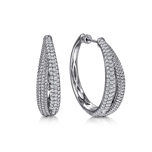 GABRIEL AND CO STERLING SILVER BUJUKAN COLLECTION 30MM HOOP EARRINGS