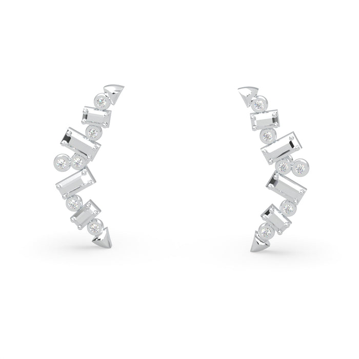 ICE COLLECTION MODERN ELECTRUM CLIMBER DIAMOND ASCENT EARRINGS WITH 12=0.12TW ROUND H VS2 DIAMONDS  (2.80 GRAMS)