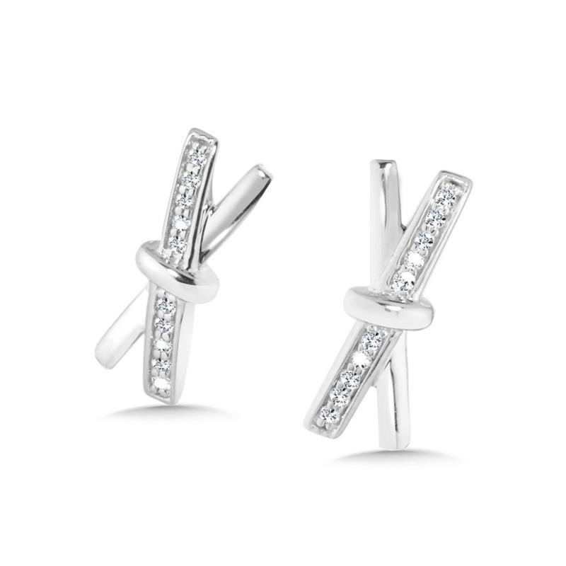 STERLING SILVER STUD EARRINGS WITH 20 = 0.05TW SINGLE CUT H-I I1 DIAMONDS   (1.35 GRAMS)