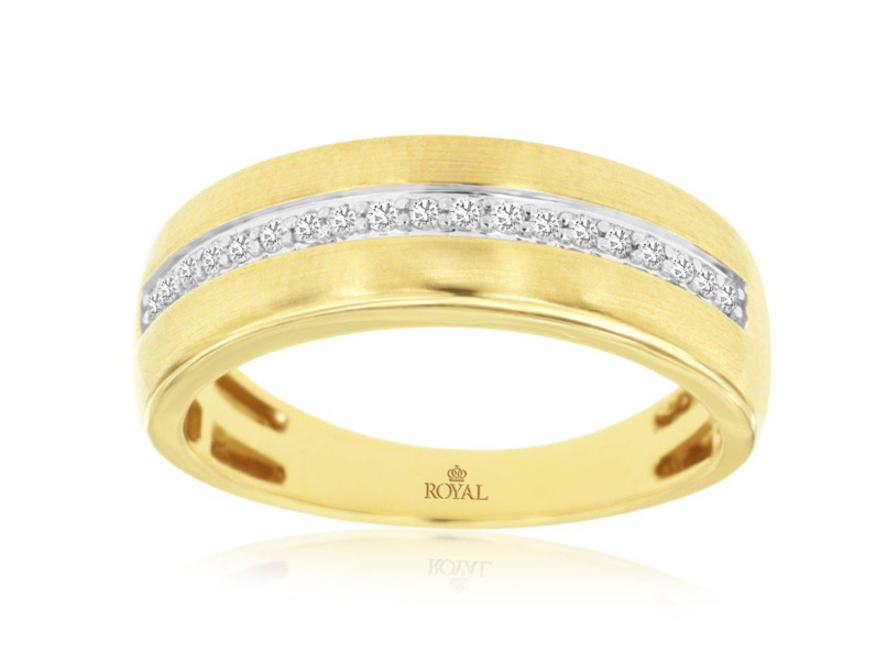 14K YELLOW GOLD SATIN DIAMOND FASHION RING SIZE 7 WITH 19=0.14TW SINGLE CUT H-I I1 DIAMONDS   (3.29 GRAMS)