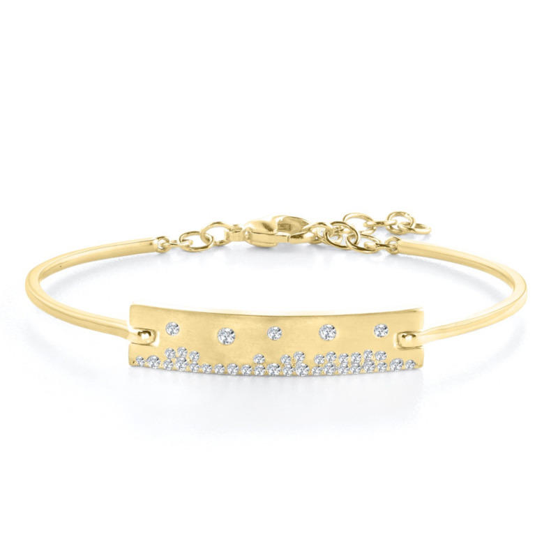 14K YELLOW GOLD BRUSHED ID DIAMOND BRACELET WITH 38 = 0.50TW ROUND H-I SI2 DIAMONDS  (9.61 GRAMS)