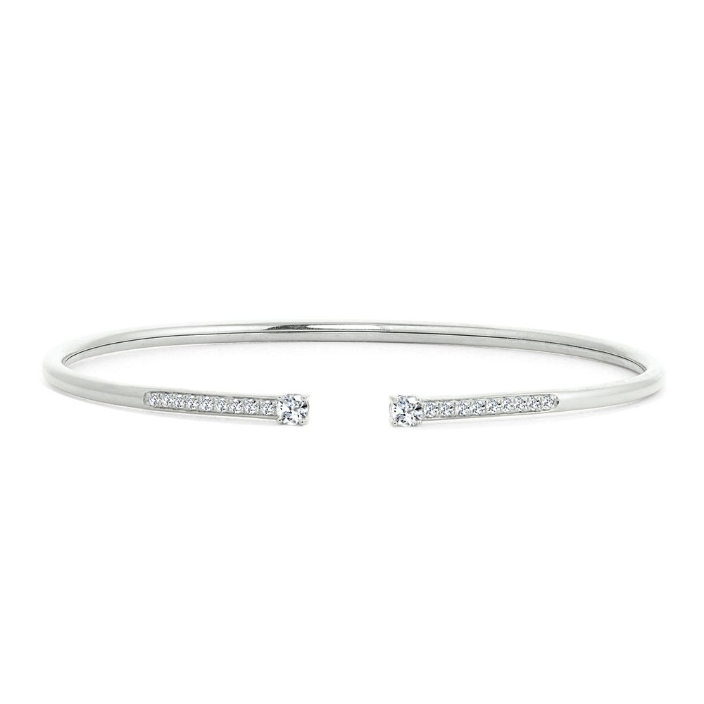 14K WHITE GOLD BANGLE DIAMOND BRACELET WITH 20 = 0.50TW ROUND H-I I1 DIAMONDS    (6.32 GRAMS)