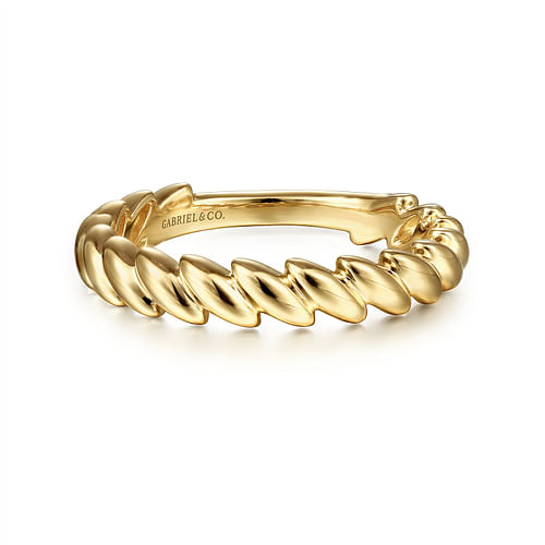 GABRIEL & CO 14K YELLOW GOLD TILTED LEAF RING