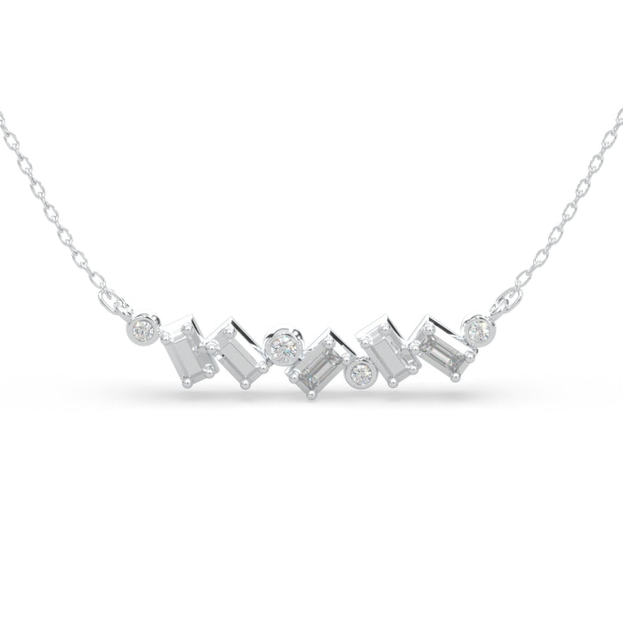 ICE COLLECTION MODERN ELECTRUM BAR DIAMOND ASCENT NECKLACE WITH 6=0.13TW VARIOUS SHAPES (4 ROUND & 2 BAGUETTE) H VS2 DIAMONDS 20