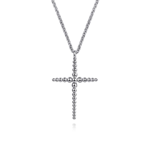 GABRIEL & CO STERLING SILVER BUJUKAN BEADS CROSS PENDANT 17.5