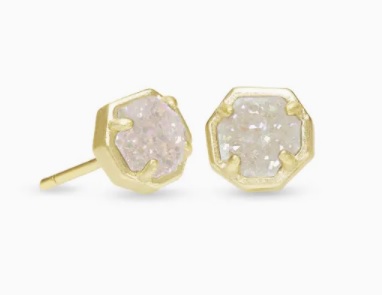 KENDRA SCOTT NOLA COLLECTION 14K YELLOW GOLD PLATED BRASS FASHION EARRINGS WITH IRIDESCENT DRUSY