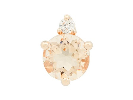 14K ROSE GOLD PENDANT WITH ONE 1.10CT ROUND MORGANITE AND ONE 0.06CT ROUND H SI1-SI2 DIAMOND 18