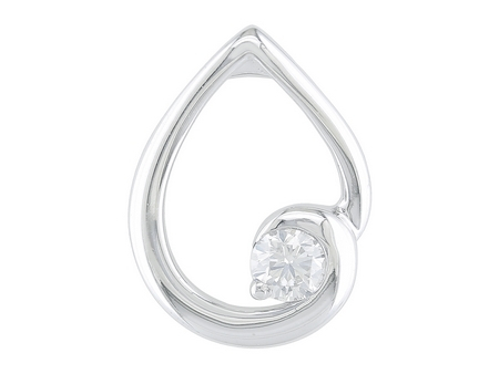 14K WHITE GOLD DIAMOND PENDANT WITH ONE 0.10CT ROUND H SI1-SI2 DIAMOND   (1.36 GRAMS)